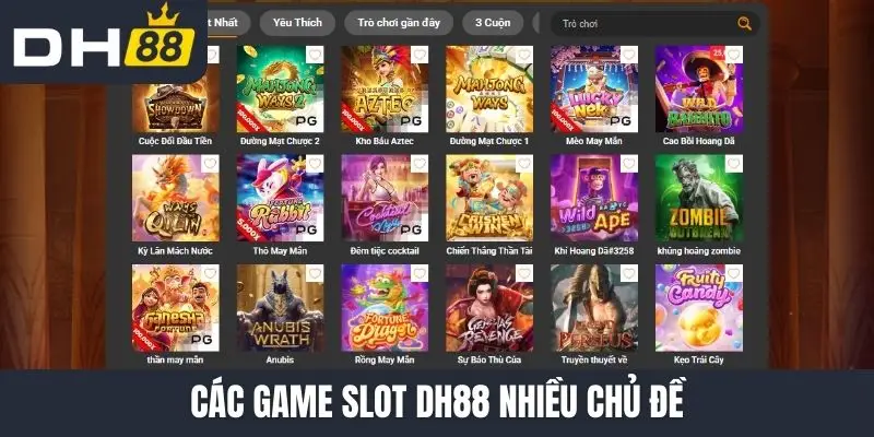 Các game slot DH88 nhiều chủ đề