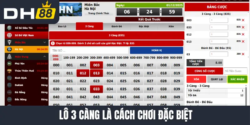 Lô 3 càng là cách chơi đặc biệt