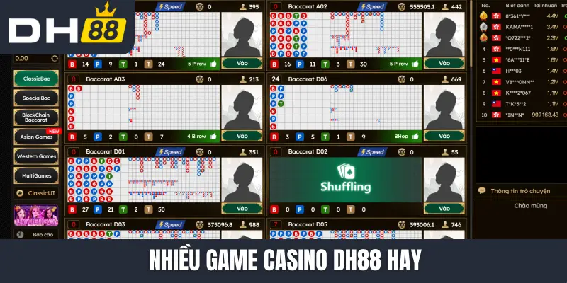 Nhiều game Casino DH88 hay